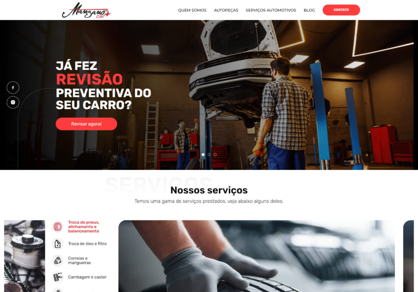 Screenshot do site Manzano Car